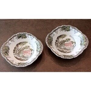 Johnson Bros Friendly Village 2 Bowls Lugged Cereal Old Mill